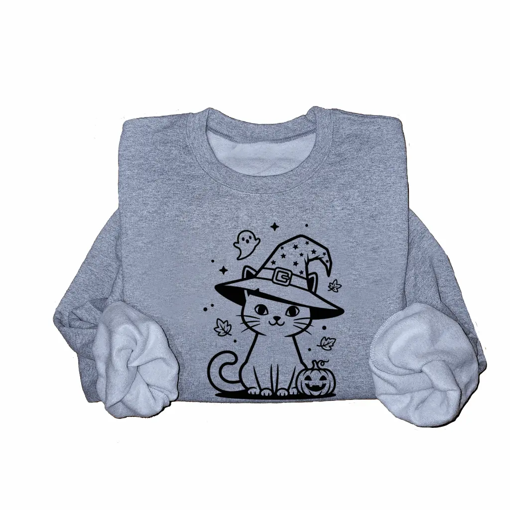 Embossed Autumn Cat Sweatshirt