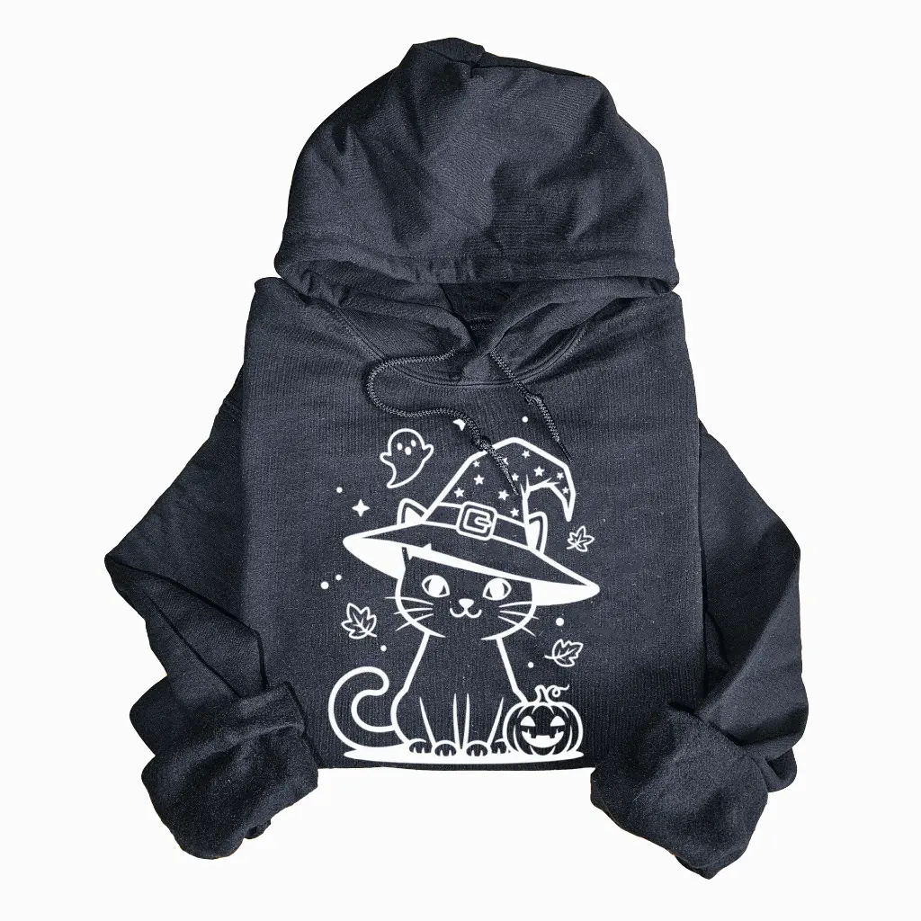 Embossed Autumn Cat Hoodie