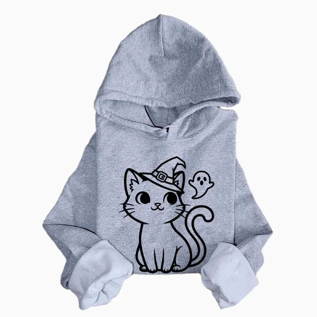 Embossed Spooky Cat Hoodie