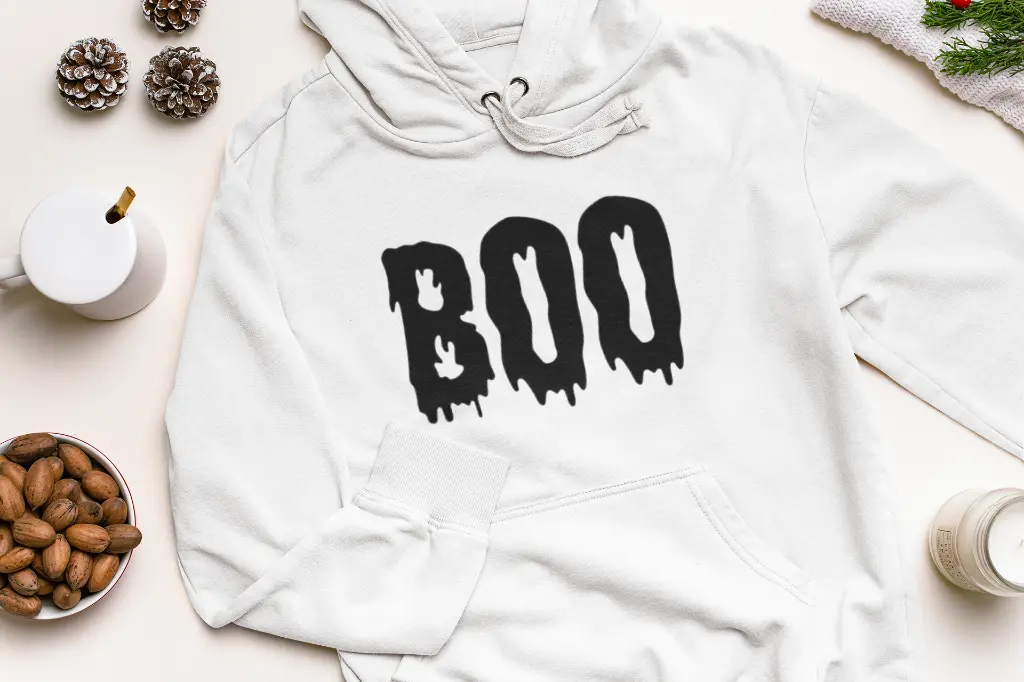Embossed Boo Hoodie
