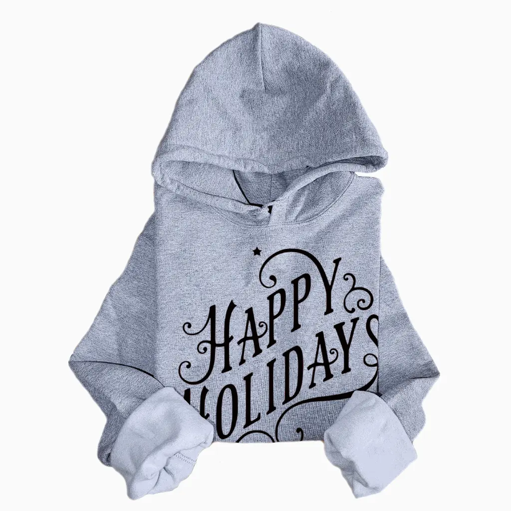 Embossed Happy Holidays Hoodie