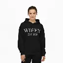 Personalized Embossed WIFEY Hoodie Contrast