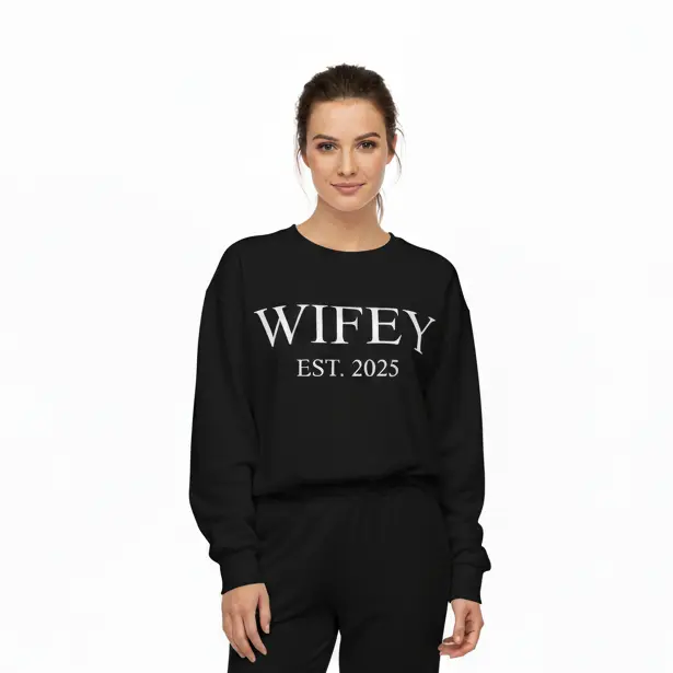 Personalized Embossed WIFEY Sweatshirt Contrast