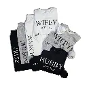 Personalized Embossed Puff WIFEY Sweatshirt & Joggers B&W Set