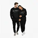 Personalized Embossed Puff HUBBY Sweatshirt & Joggers Set Contrast