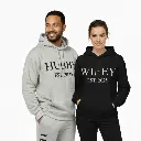 Personalized Embossed WIFEY/HUBBY Hoodie B&W Bundle