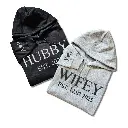 Personalized Embossed WIFEY/HUBBY Hoodie B&W Bundle