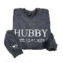 Personalized Embossed WIFEY/HUBBY Sweatshirt B&W Bundle