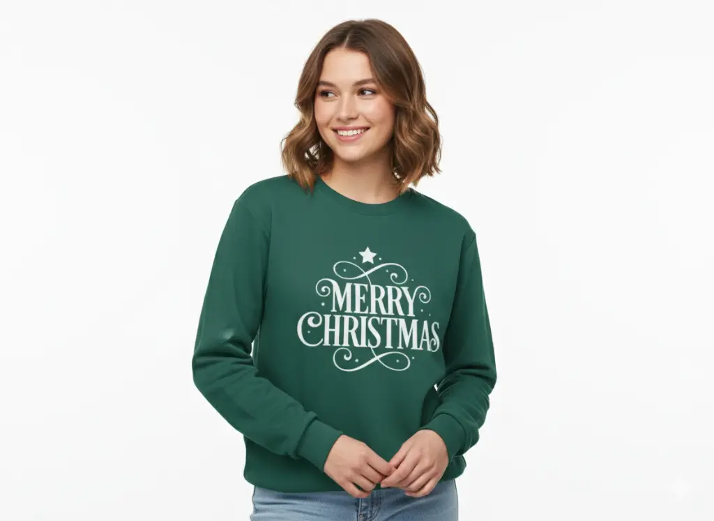 Embossed Merry Christmas Sweatshirt
