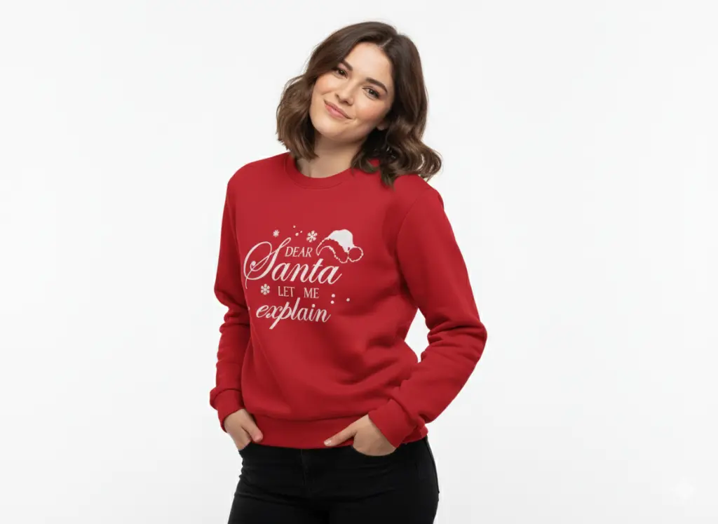 Embossed Santa let me explain Sweatshirt
