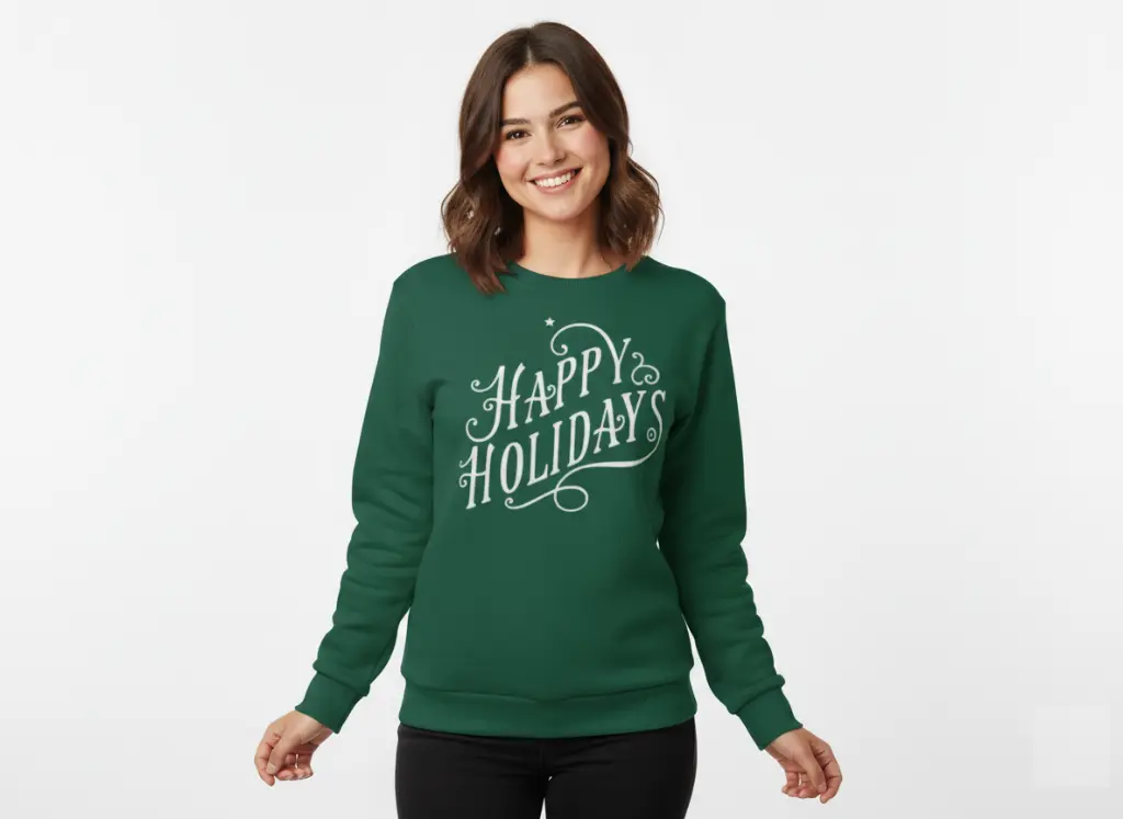 Embossed Happy Holidays Sweatshirt