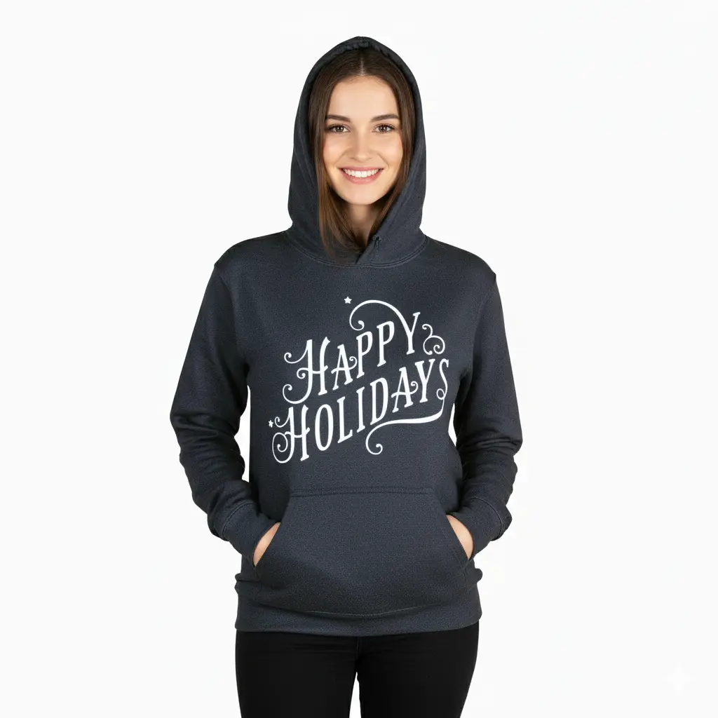 Embossed Happy Holidays Hoodie