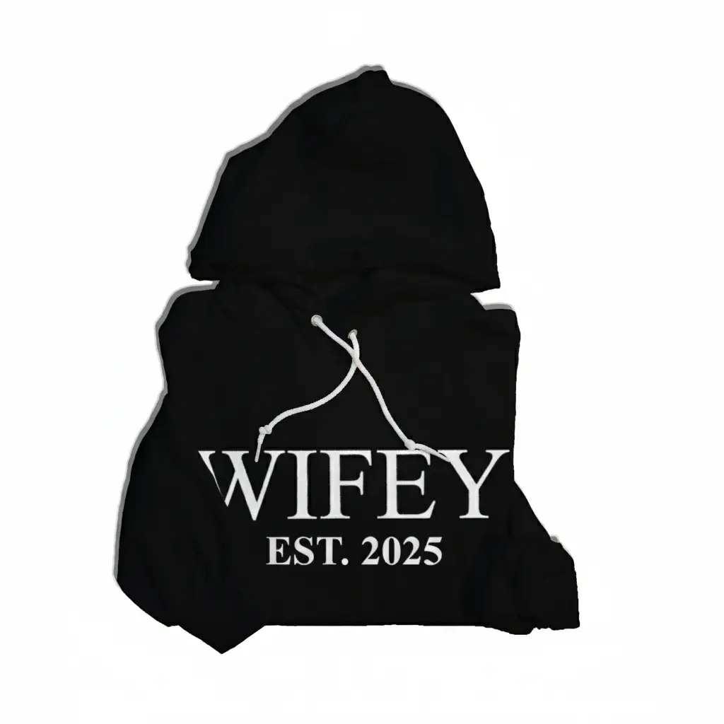 Personalized Embossed WIFEY Hoodie Contrast