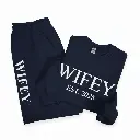 Personalized Embossed Puff WIFEY Sweatshirt & Joggers Set Contrast