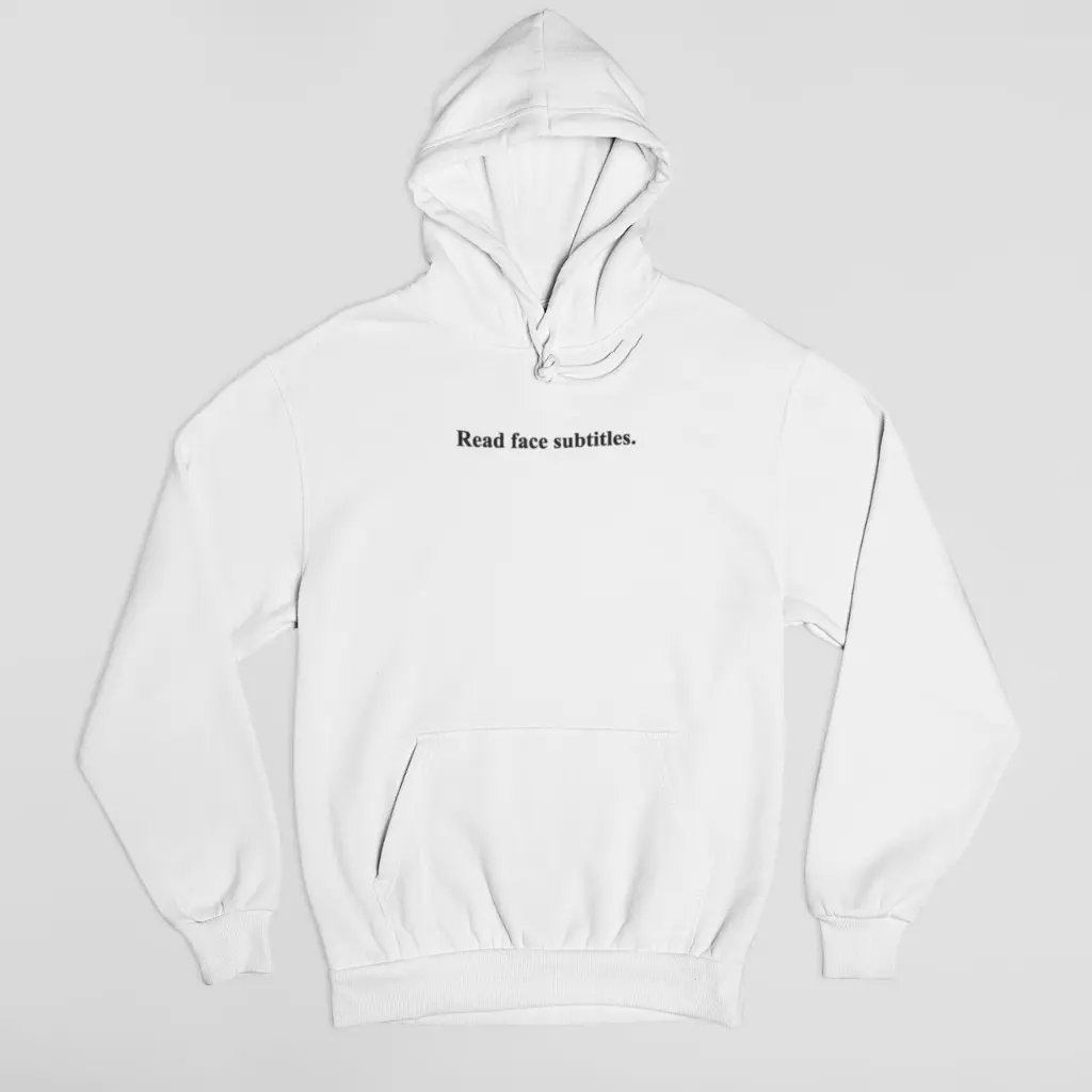Read face subtitles. - Embossed Puff Hoodie