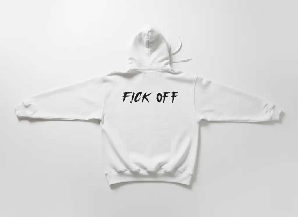 F!ck Off - Embossed Puff Back Hoodie White