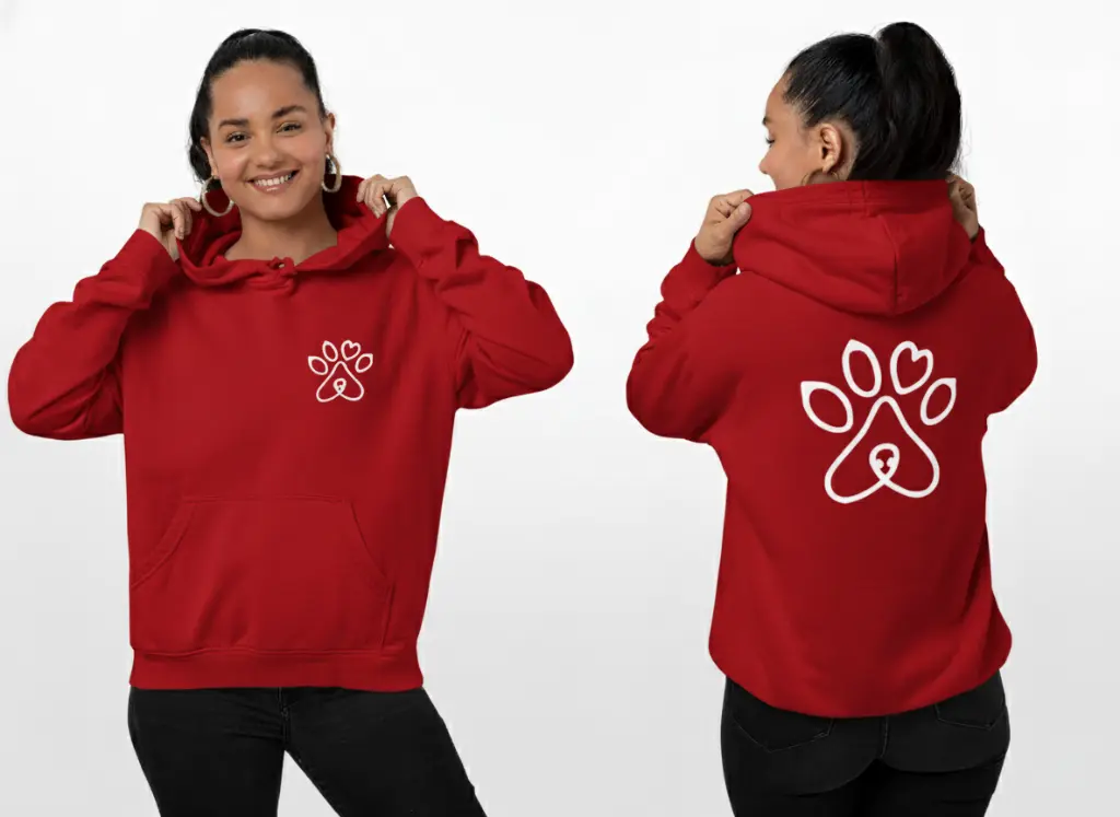 Pet's Love - Embossed Valentines Red Hoodie