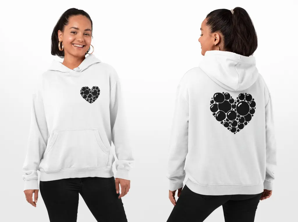 Heart - Embossed Valentines White Hoodie