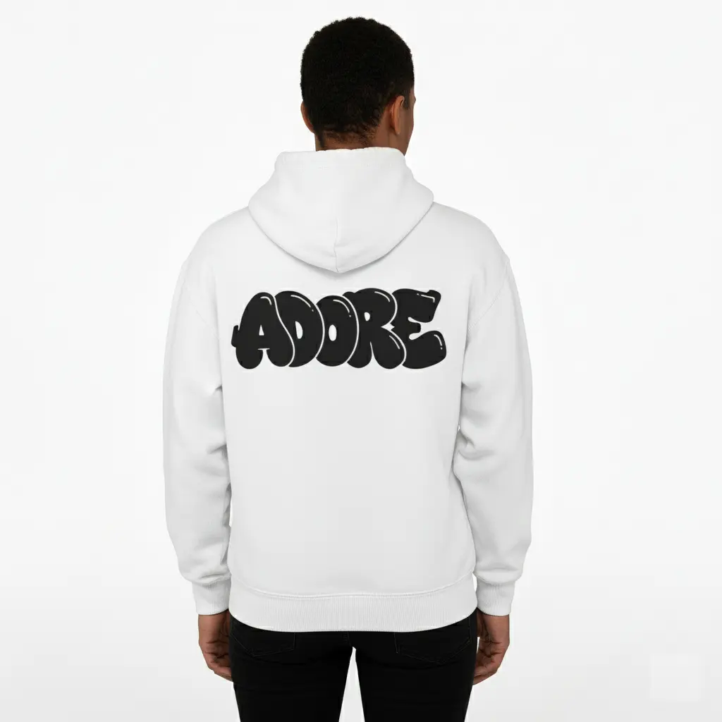 Adore - Embossed Valentines White Hoodie