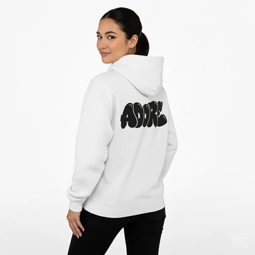 Adore - Embossed Valentines White Hoodie