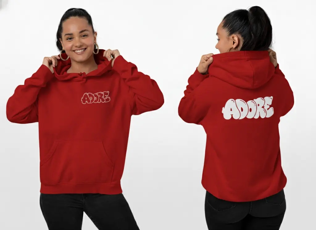 Adore - Embossed Valentines Red Hoodie