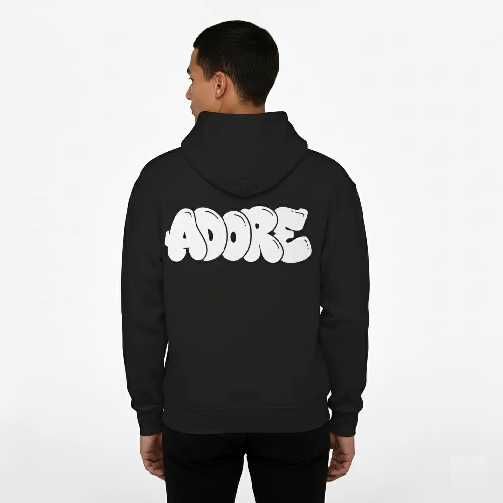 Adore - Embossed Valentines Black Hoodie