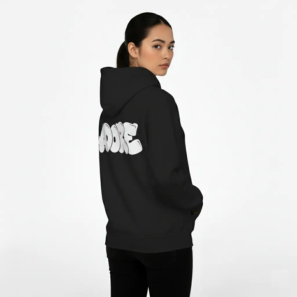Adore - Embossed Valentines Black Hoodie