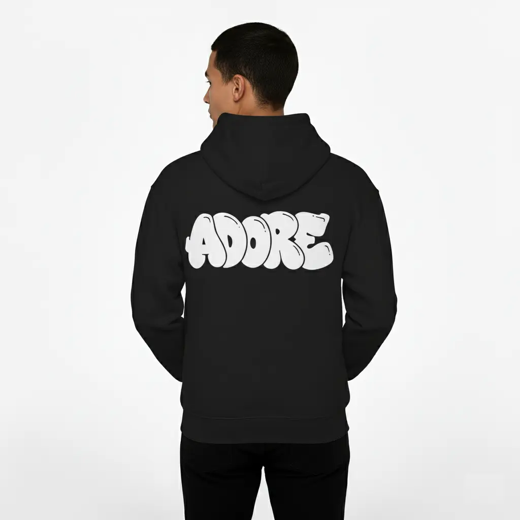 Adore - Embossed Valentines Black Hoodie