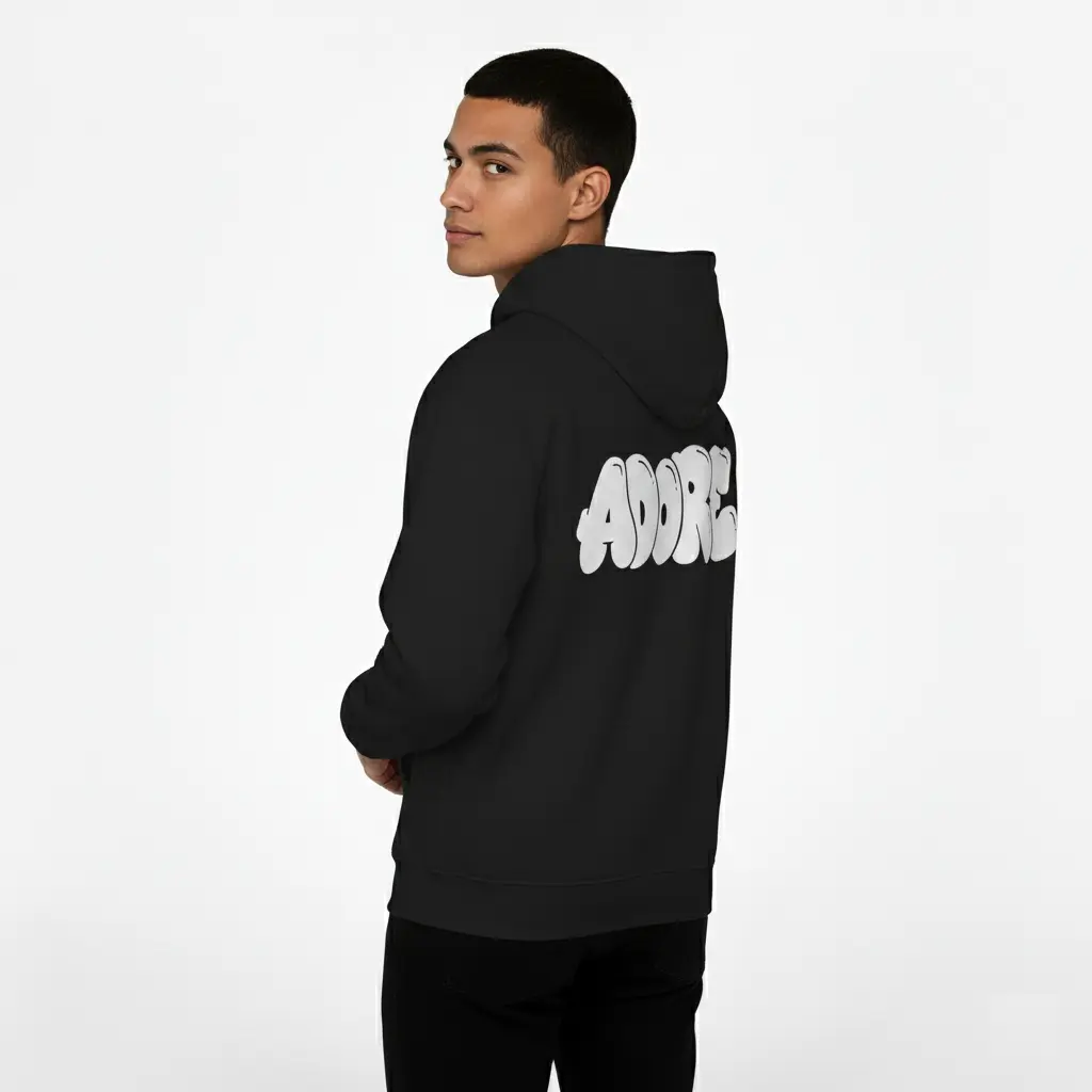 Adore - Embossed Valentines Black Hoodie