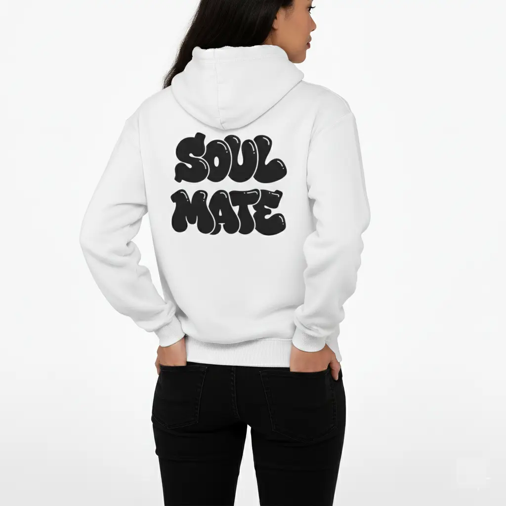 Soul Mate - Embossed Valentines White Hoodie