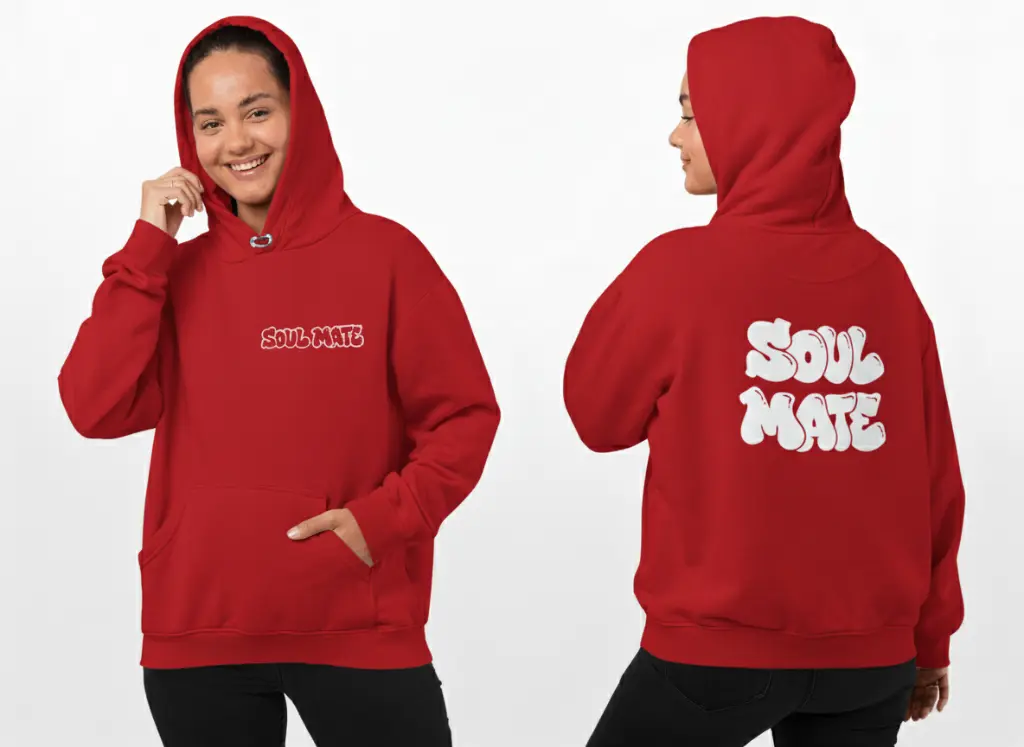 Soul Mate - Embossed Valentines Red Hoodie