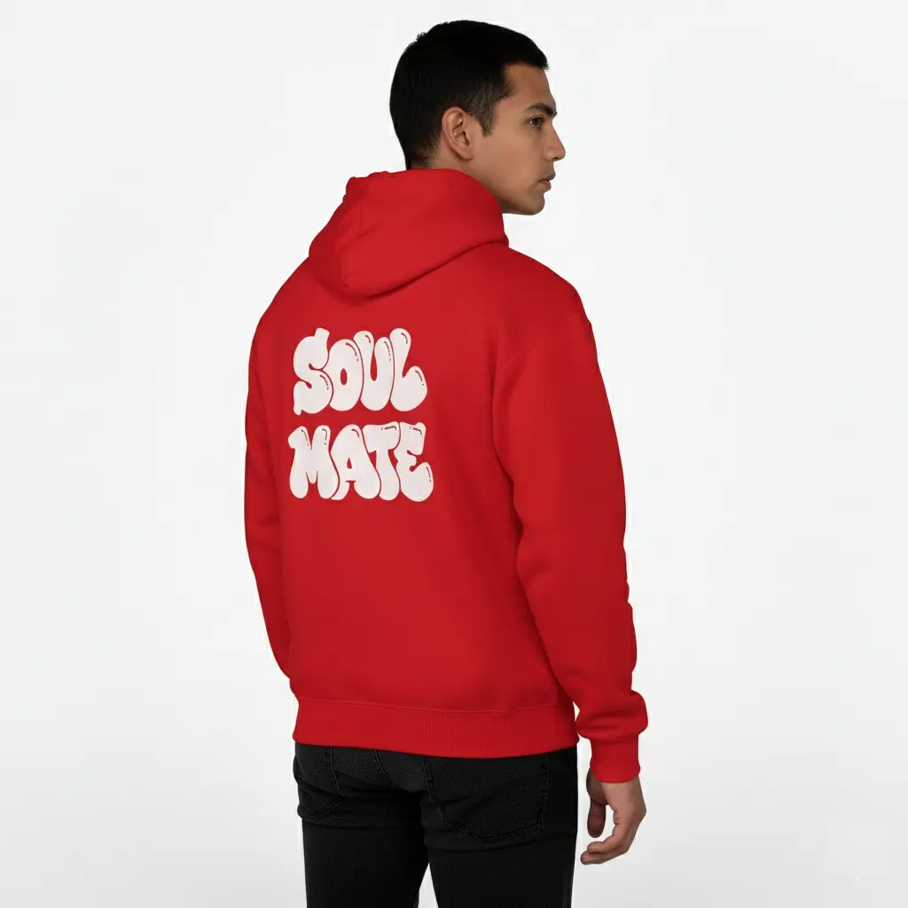 Soul Mate - Embossed Valentines Red Hoodie