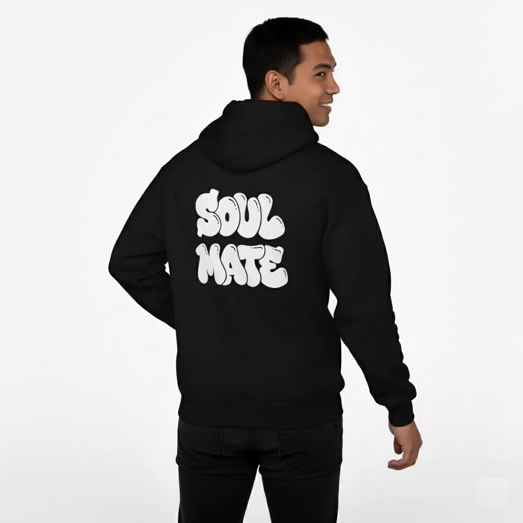Soul Mate - Embossed Valentines Black Hoodie