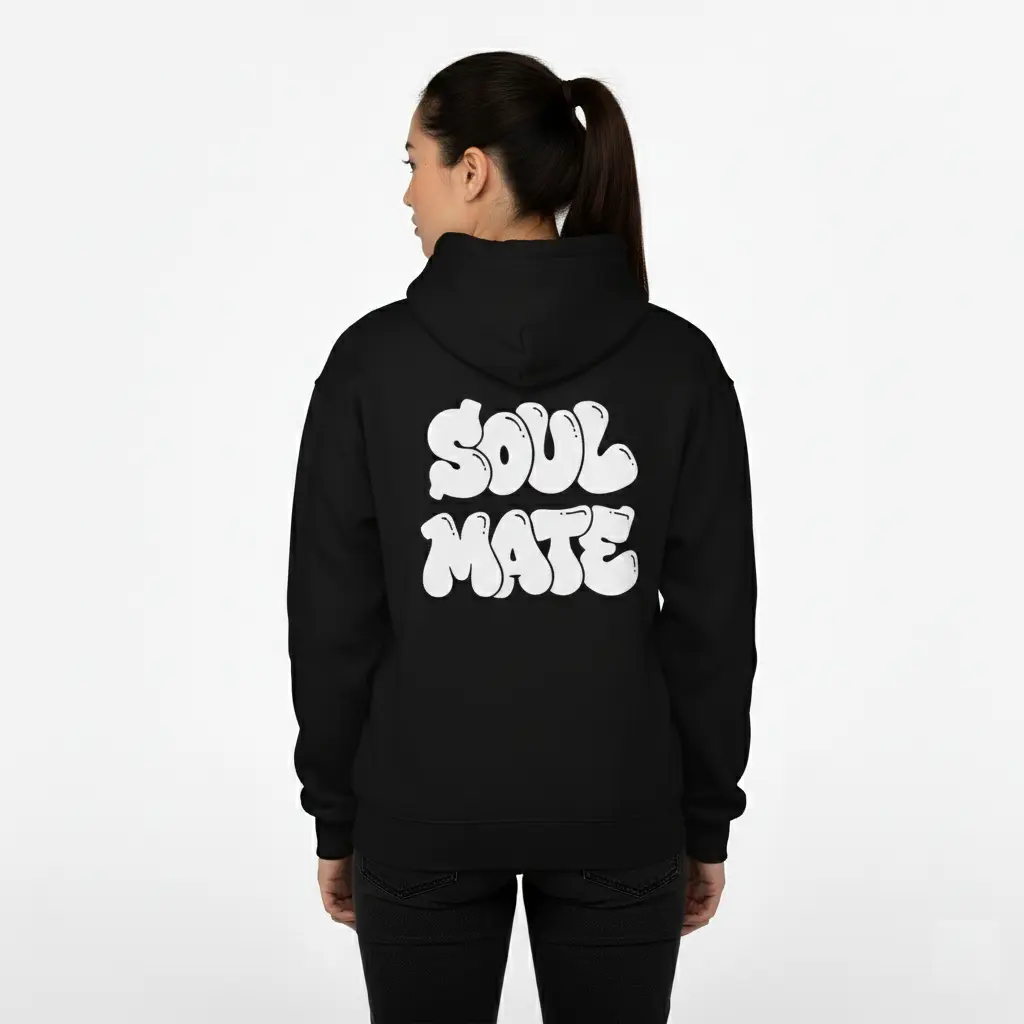 Soul Mate - Embossed Valentines Black Hoodie
