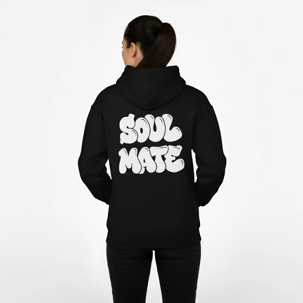 Soul Mate - Embossed Valentines Black Hoodie
