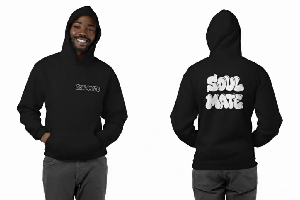 Soul Mate - Embossed Valentines Black Hoodie