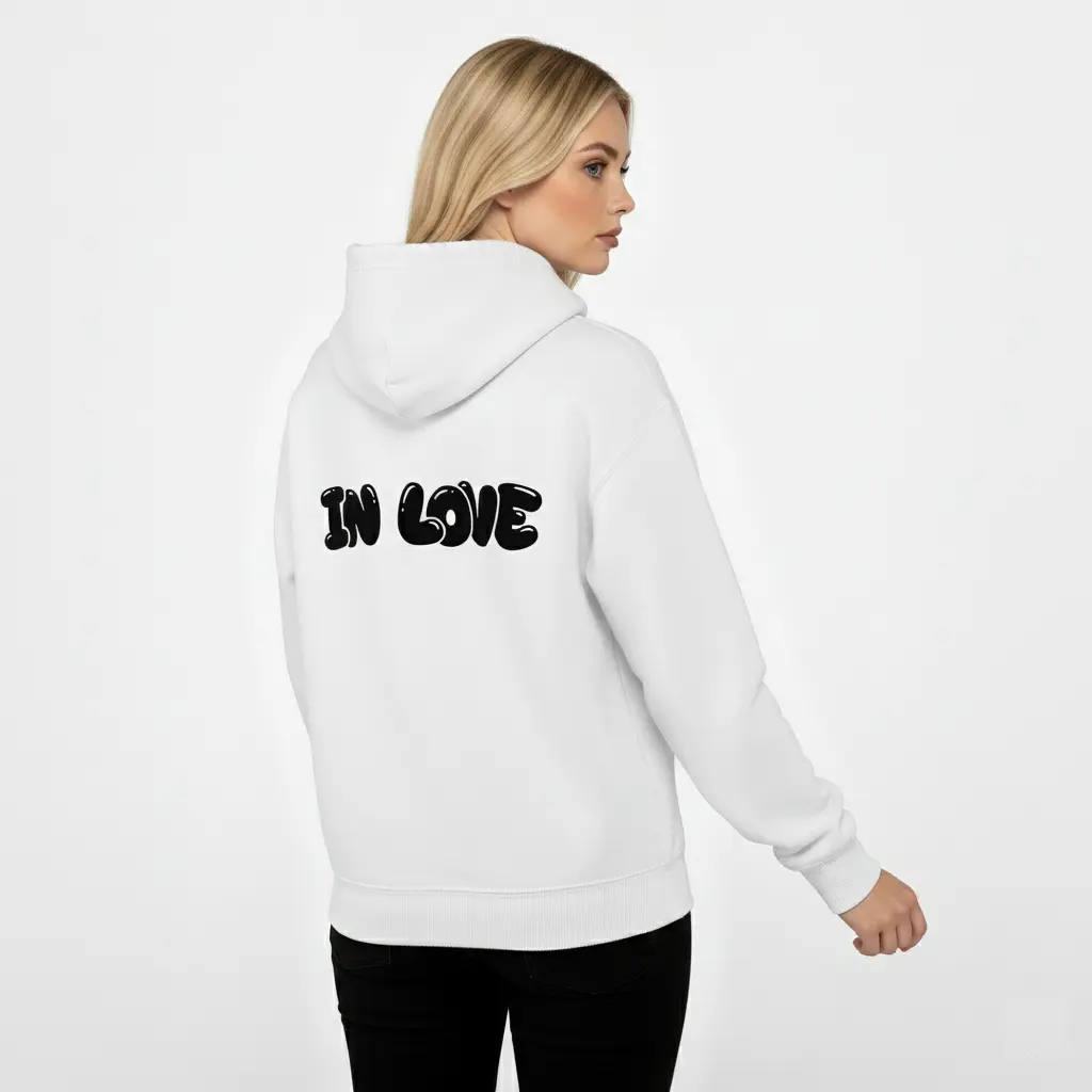 In Love - Embossed Valentines White Hoodie