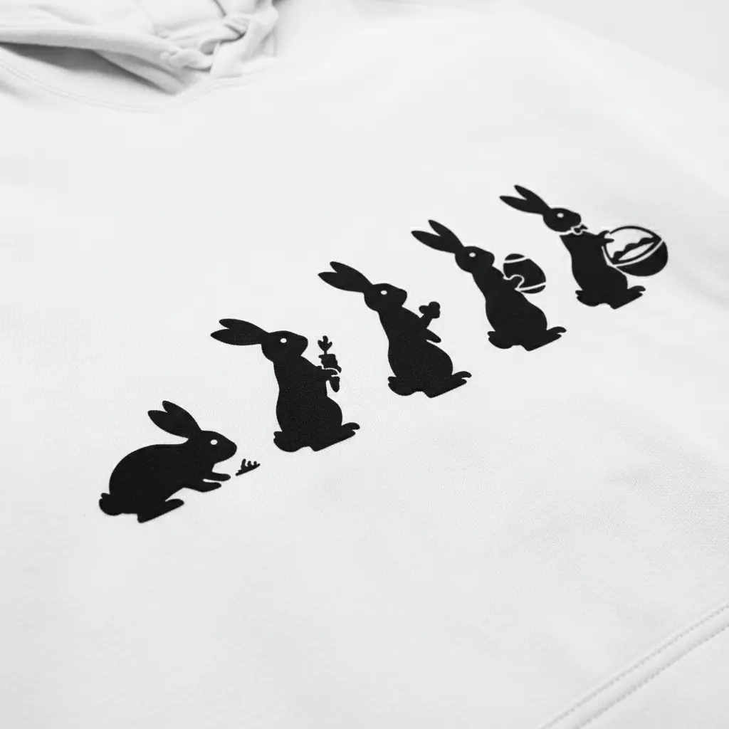 Easter Evolution - Embossed Easter White Hoodie