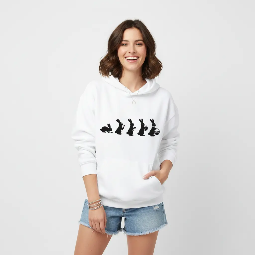 Easter Evolution - Embossed Easter White Hoodie