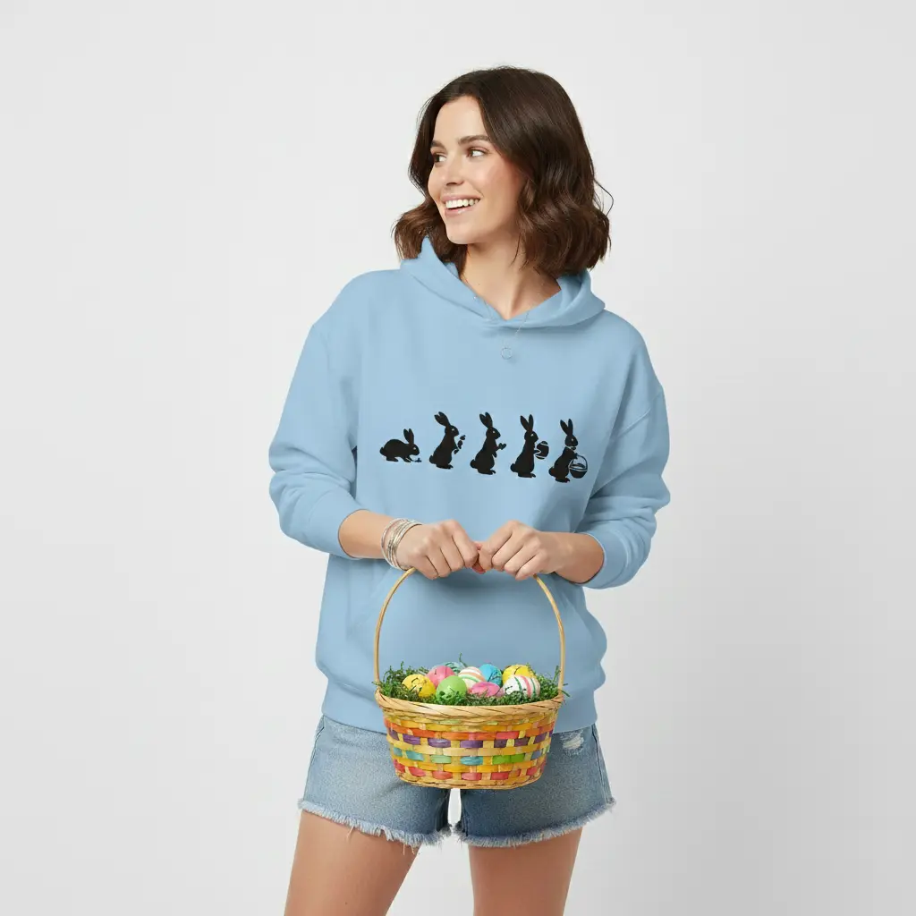 Easter Evolution - Embossed Easter Blue Hoodie