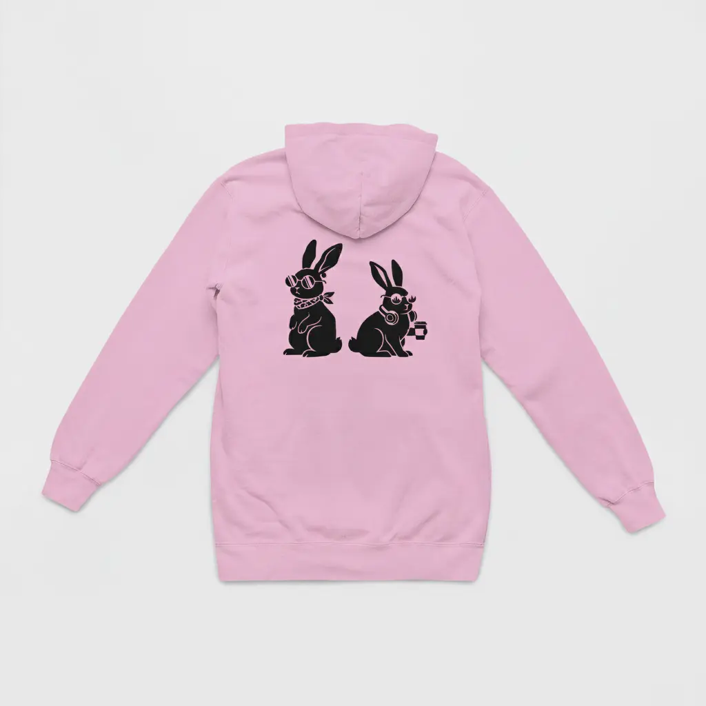 Rabbits - Embossed Easter Pink Hoodie