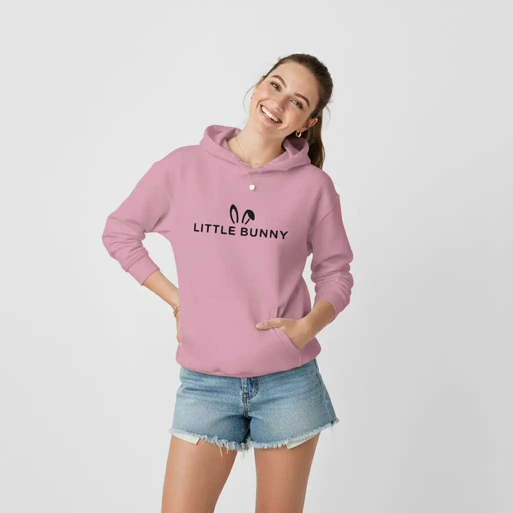 Little Bunny - Embossed Easter Pink Hoodie