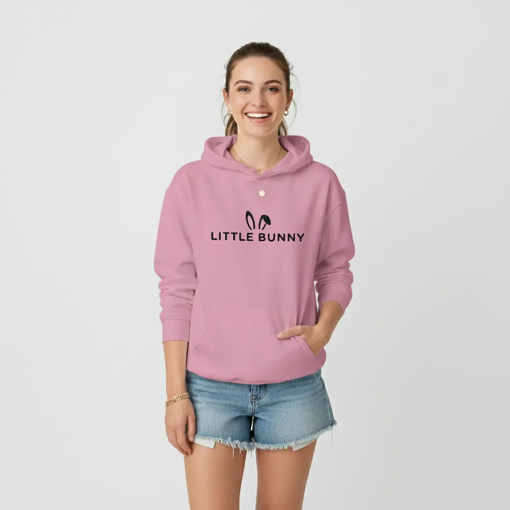 Little Bunny - Embossed Easter Pink Hoodie