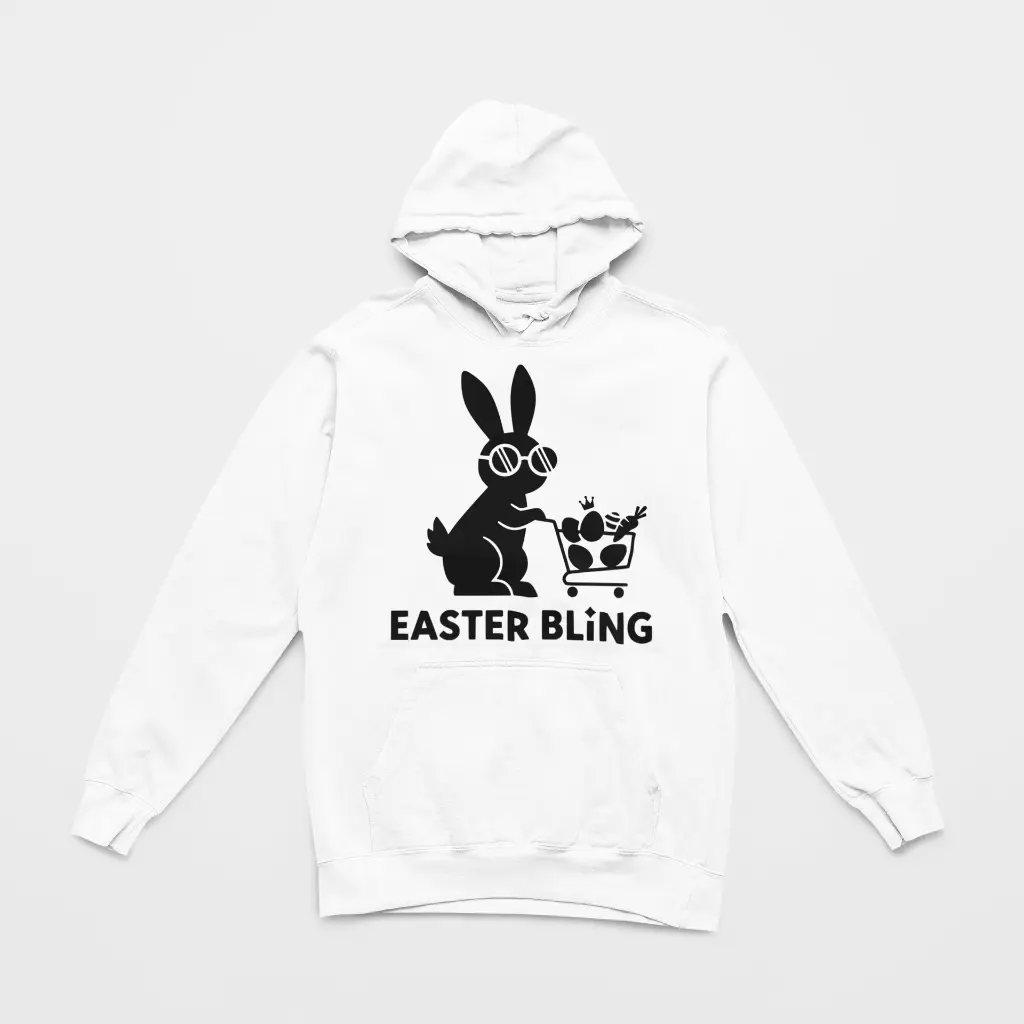 Easter Bling - Embossed Easter White Hoodie