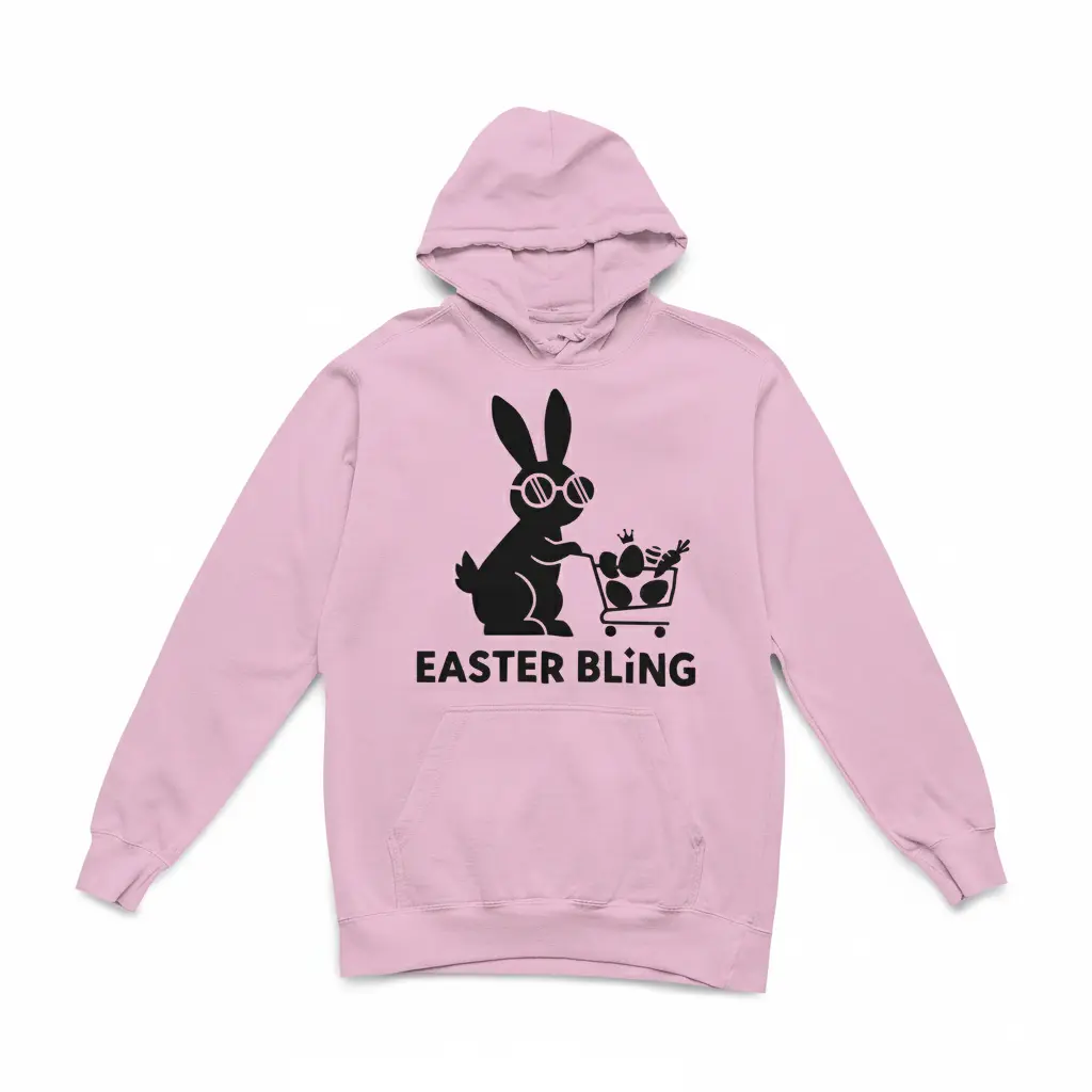 Easter Bling - Embossed Easter Pink Hoodie
