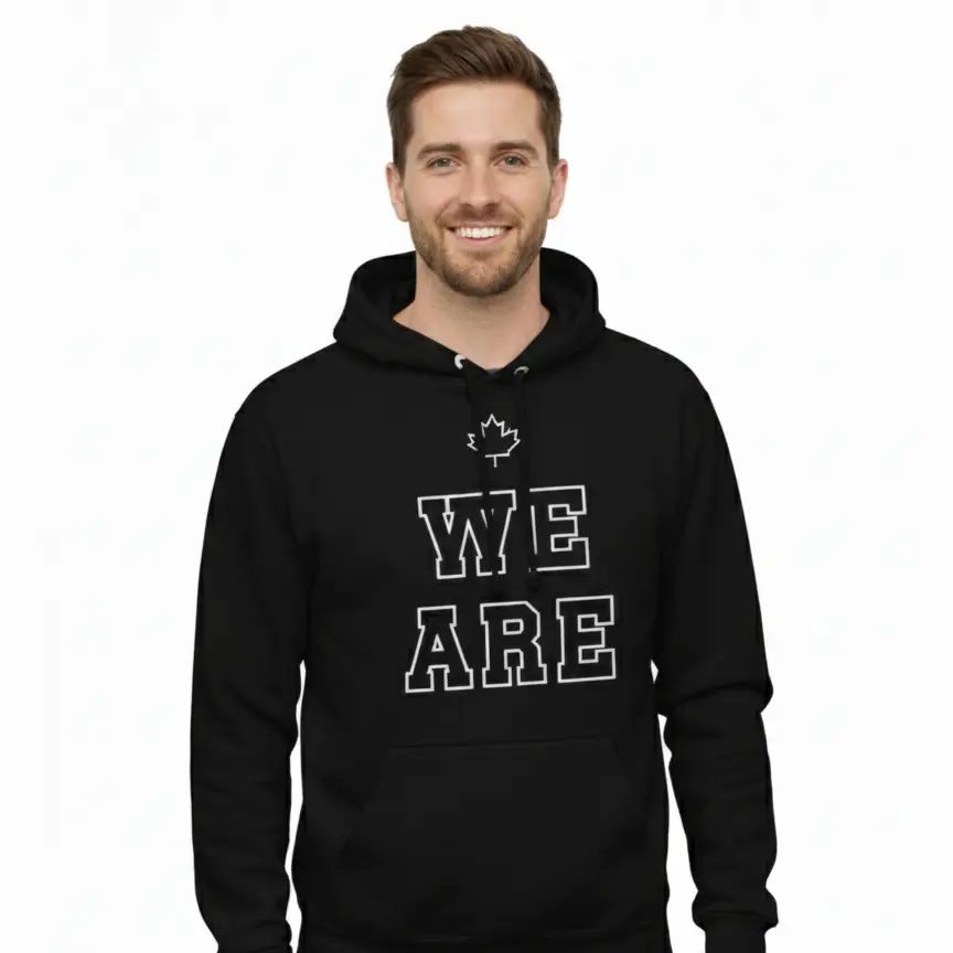 We Are Canadian - Embossed Canada Black Hoodie
