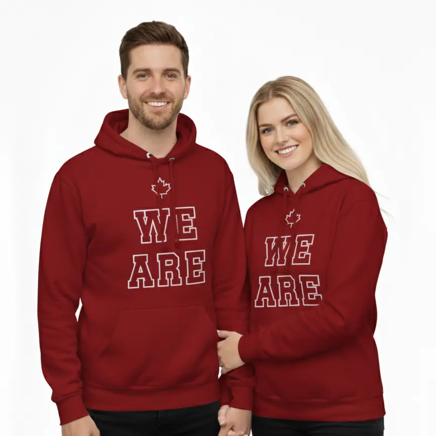 We Are Canadian - Embossed Canada Red Hoodie