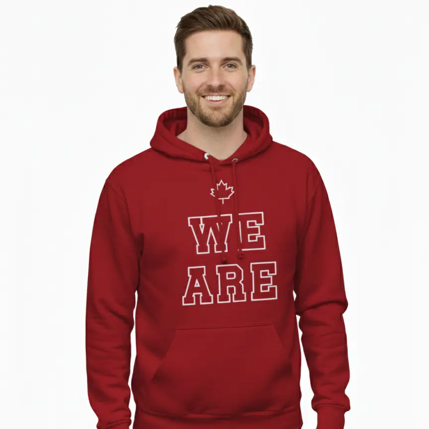 We Are Canadian - Embossed Canada Red Hoodie