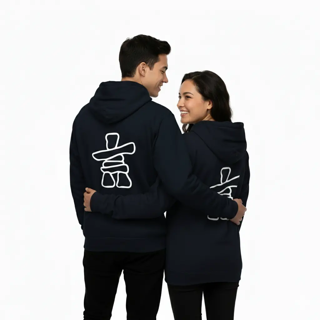 Inukshuk - Embossed Canada Navy Hoodie