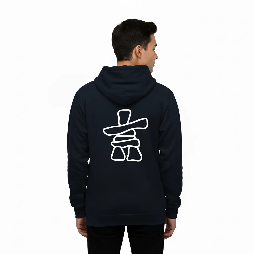 Inukshuk - Embossed Canada Navy Hoodie